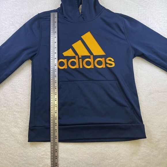 Large Women’s Adidas Hoodie Navy Blue with Gold Stitched Lettering and Logo - Picture 4 of 12